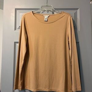 Multiples Tan Fitted Long Sleeve T-Shirt